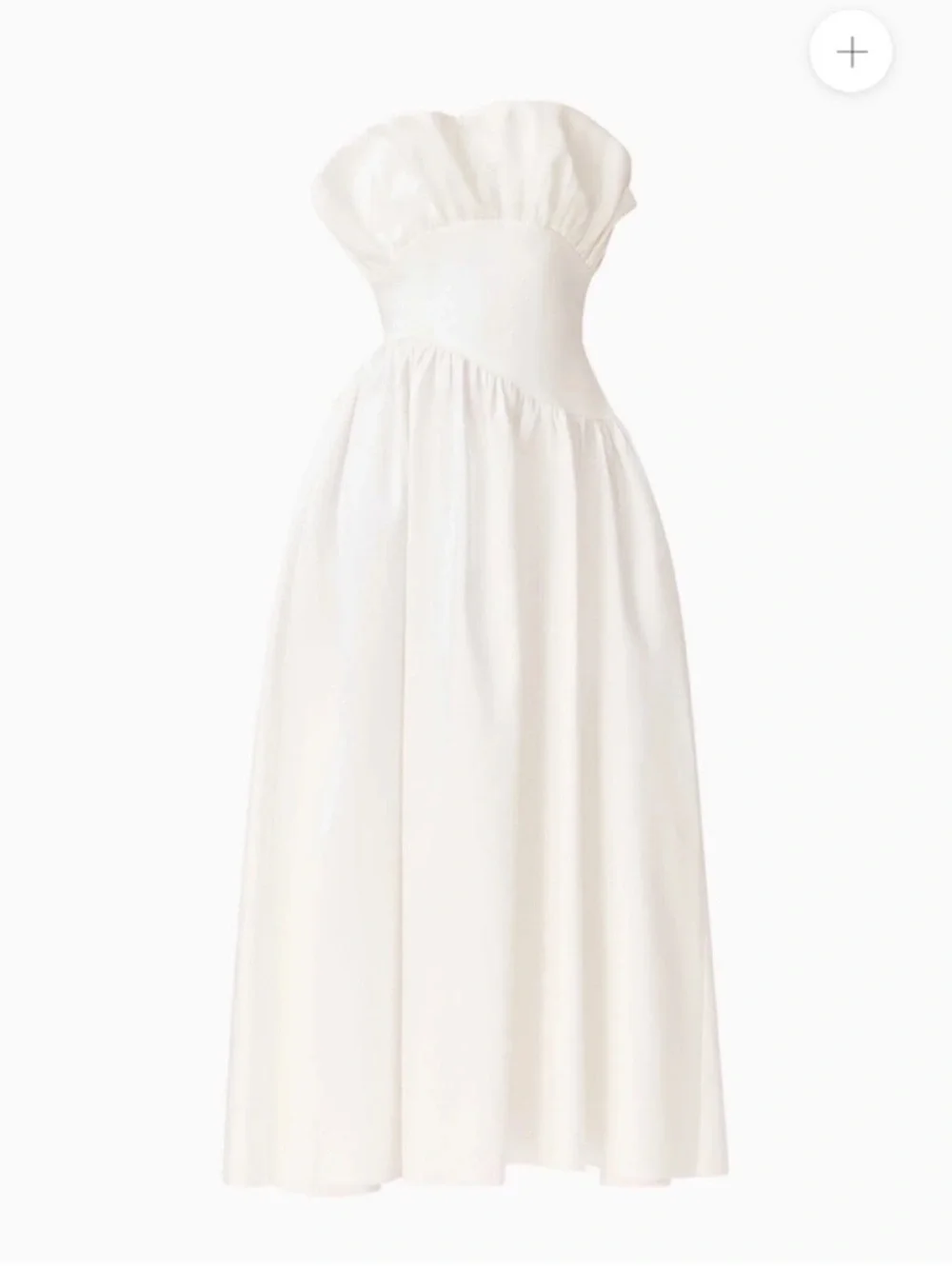 elliatt laurel white satin ruffle bust strapless bridal maxi gown dress small